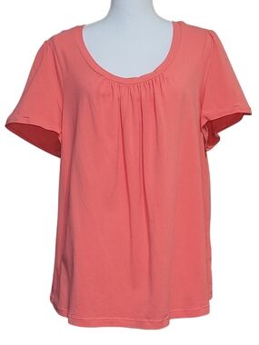 Lane Bryant Modern Fit Coral Pleated Scoop Neck Tee